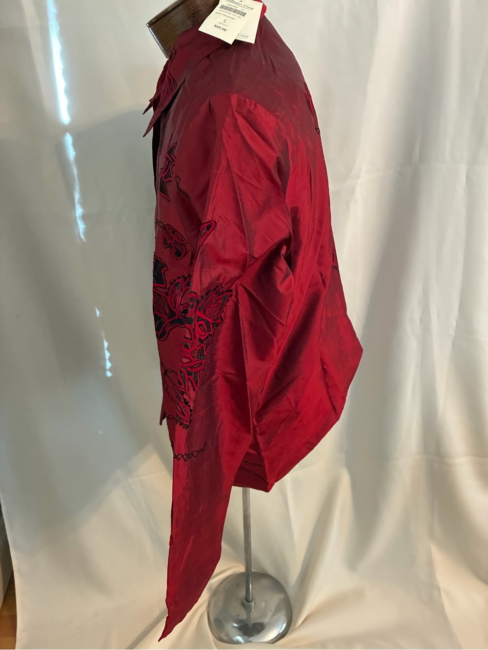Coldwater Creek Red Embroidered Button-Front Jacket - Picture 3 of 5